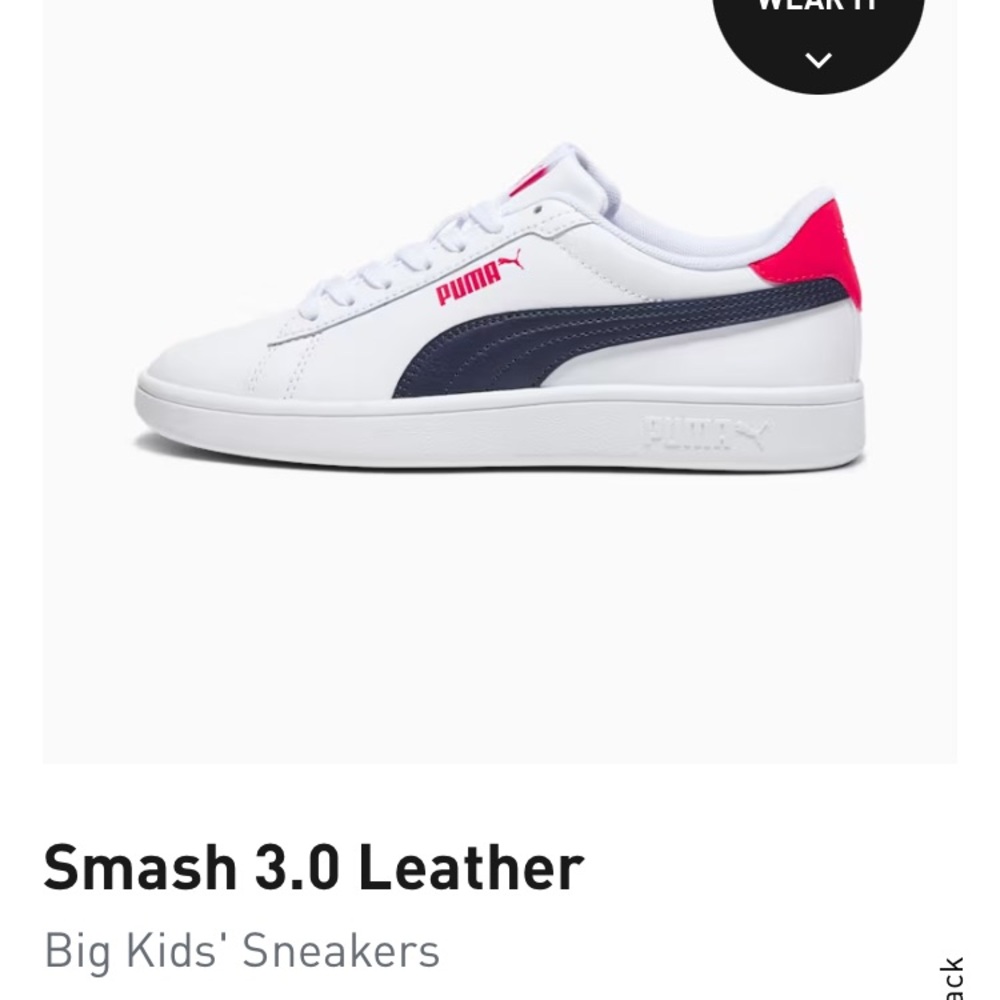 Puma Smash 3.0 White Sneakers with Navy and Pink